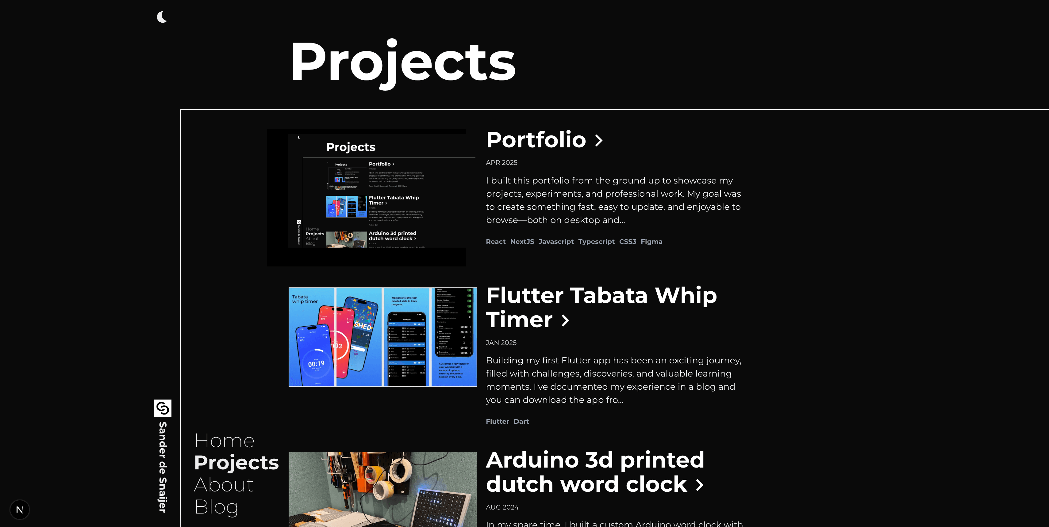 Screenshot of project page showing portfolio